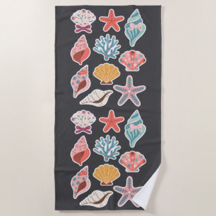 Wildflower Seashell Clam Summer Vibes Floral Beach Towel