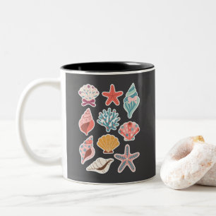Wildflower Seashell Clam Summer Vibes Floral Beach Two-Tone Coffee Mug