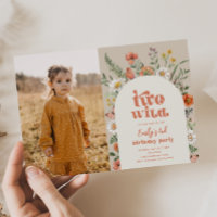 Wildflower Second Birthday Photo Invitation