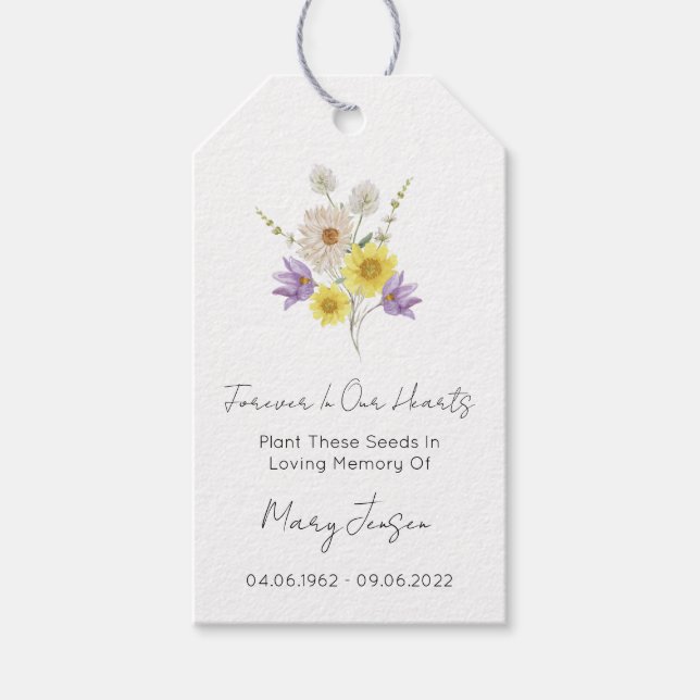 Wildflower Seed Packet Funeral Gift Tags (Front)