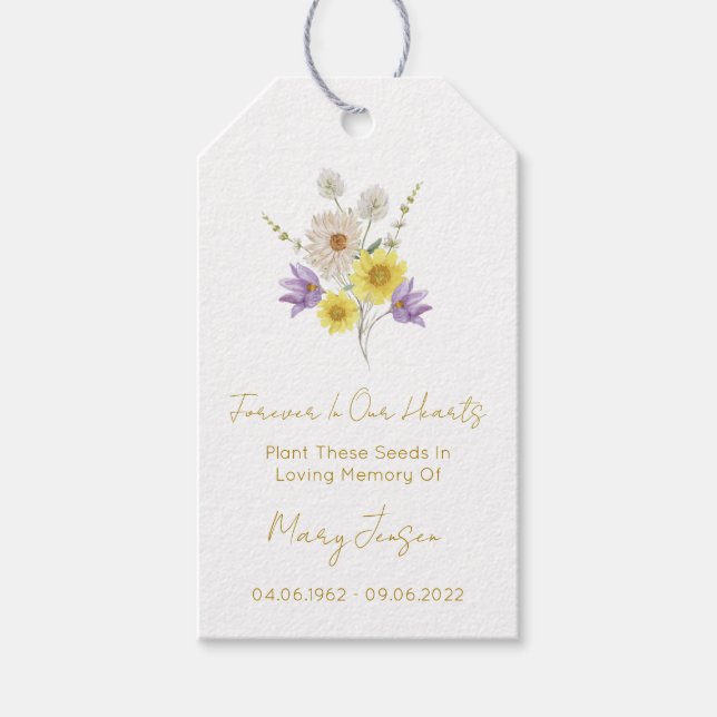 Wildflower Seed Packet Funeral Gift Tags (Front)
