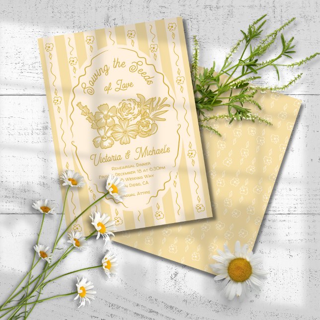 Wildflower Seed Packet Hand Drawn Rehearsal Dinner Invitation (Creator Uploaded)