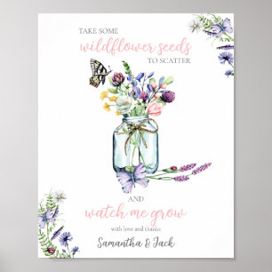 Wildflower Seed Station Butterfly Mason Jar Poster