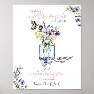 Wildflower Seed Station Butterfly Mason Jar Poster