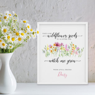 Wildflower Seeds Watch me Grow Baby Shower Favours Poster