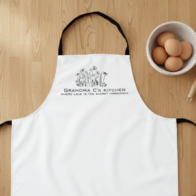 Wildflower Sketch Grandma Kitchen Apron (Wildflower sketch Grandma kitchen apron)