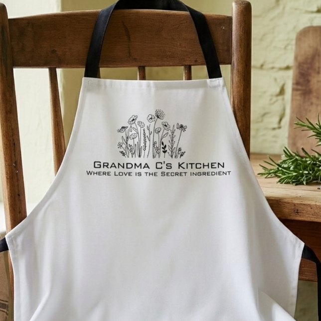 Wildflower Sketch Grandma Kitchen Apron (Wildflower sketch Grandma kitchen apron)