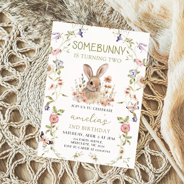 Wildflower Some Bunny Girl Birthday Invitation (Creator Uploaded)