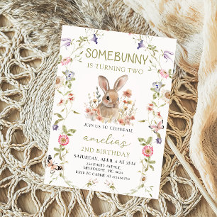 Wildflower Some Bunny Girl Birthday Invitation