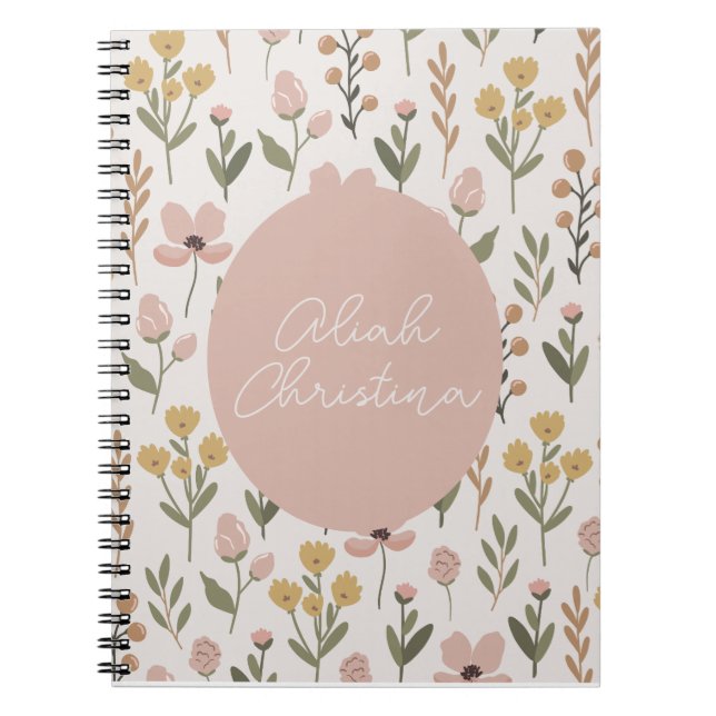 Wildflower Spiral Notebook Personalised Baby (Front)