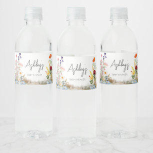 Wildflower Spring Baby in Bloom Baby Shower Water Bottle Label