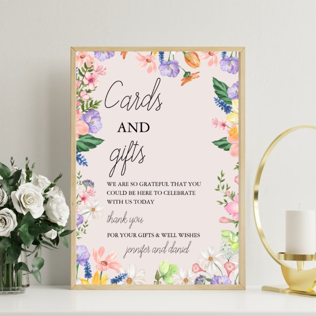 Wildflower Spring Baby shower Cards and Gifts Sign (Creator Uploaded)