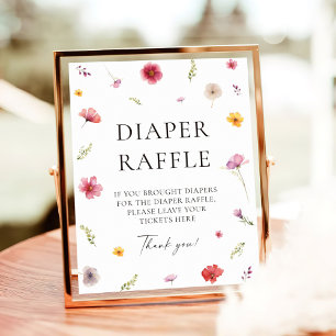 Wildflower Spring Baby Shower Diaper Raffle Game Poster