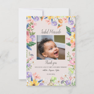 Wildflower Spring Baby shower Photo Thank You Card