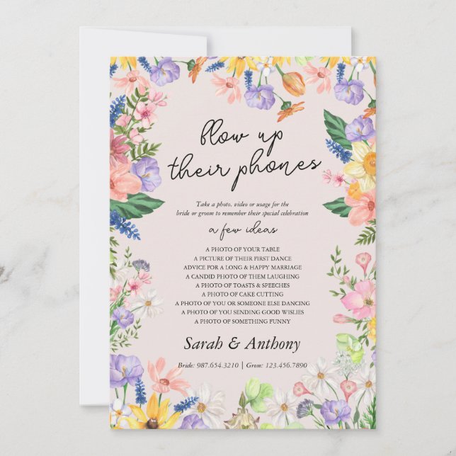 Wildflower Spring Blow Up Their Phone Sign Card (Front)