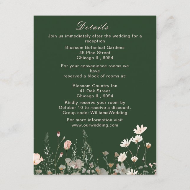 Wildflower Spring Blush Pink Floral Wedding Enclosure Card (Front)