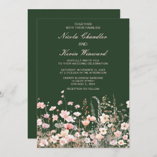 Wildflower Spring Blush Pink Floral Wedding Invitation