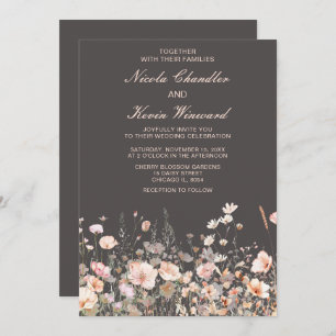 Wildflower Spring Blush Pink Floral Wedding Invitation
