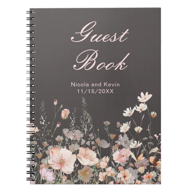Wildflower Spring Blush Pink Floral Wedding Notebook (Front)