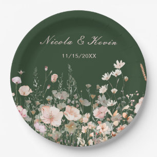 Wildflower Spring Blush Pink Floral Wedding Paper Plate