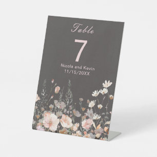 Wildflower Spring Blush Pink Floral Wedding Pedestal Sign