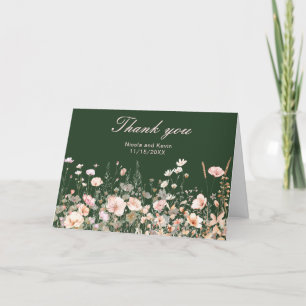 Wildflower Spring Blush Pink Floral Wedding Thank You Card