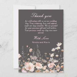 Wildflower Spring Blush Pink Floral Wedding Thank You Card