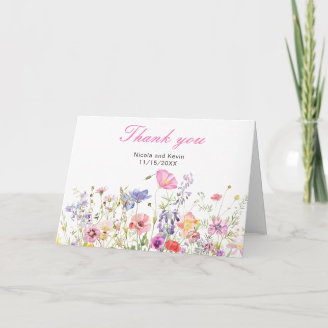 Wildflower Spring Floral Thank You Card (Front)