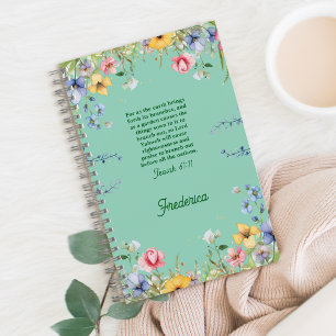 Wildflower Spring Garden Bible Verse Personalised Notebook