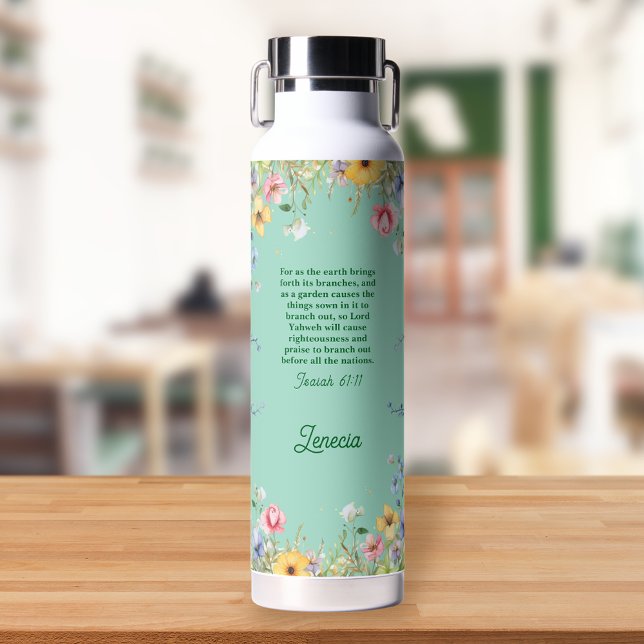 Wildflower Spring Garden Bible Verse Personalised Water Bottle (Creator Uploaded)