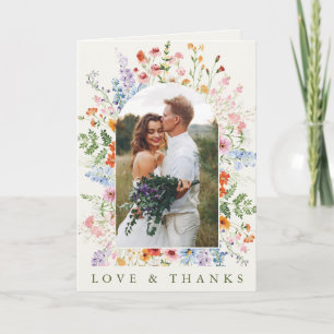 Wildflower Spring Meadow Garden Photo Wedding Thank You Card