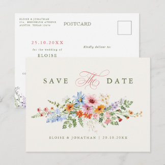 Wildflower Spring Meadow Garden Save the Date  Postcard