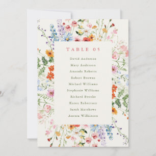 Wildflower Spring Meadow Garden Seating chart card