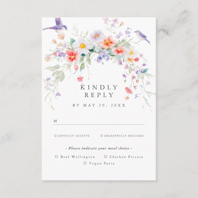 Wildflower Spring Meal Options RSVP Card (Front)