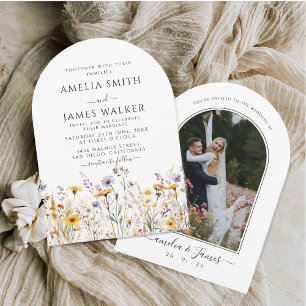 Wildflower Spring Photo Wedding  Invitation