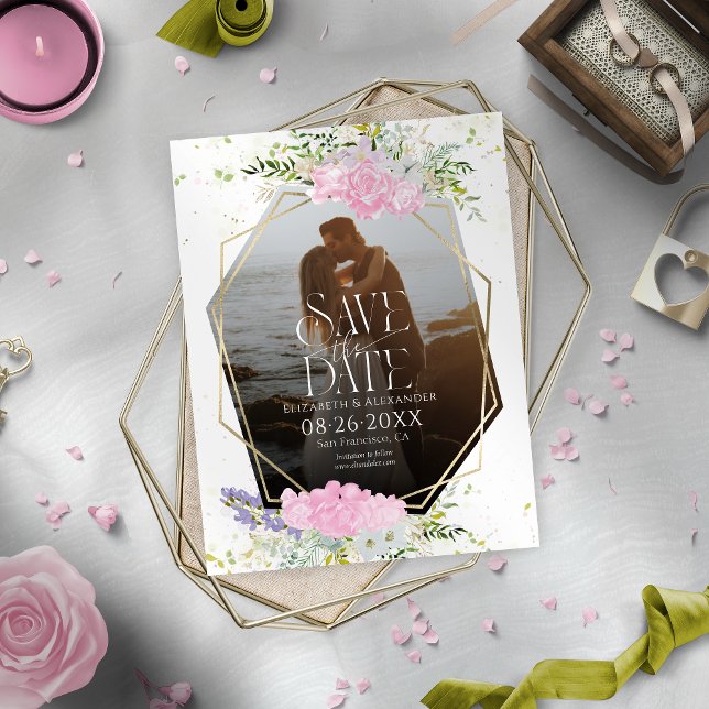 Wildflower Spring Photo Wedding Save The Date Postcard (Creator Uploaded)