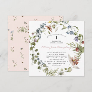 Wildflower Spring Summer Floral Baptism Invitation