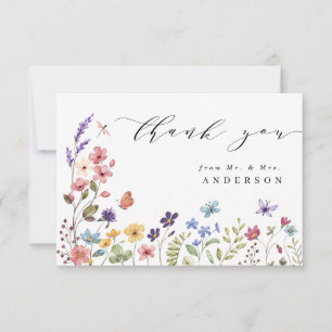 Wildflower Spring Summer Floral Mr and Mrs Thank You Card