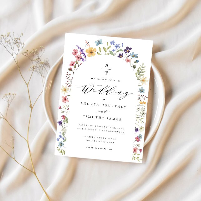 Wildflower Spring Summer Monogram Wedding Arch Invitation (Creator Uploaded)