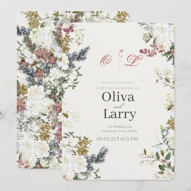 Wildflower Spring Summer Wedding Invitation (Front/Back)
