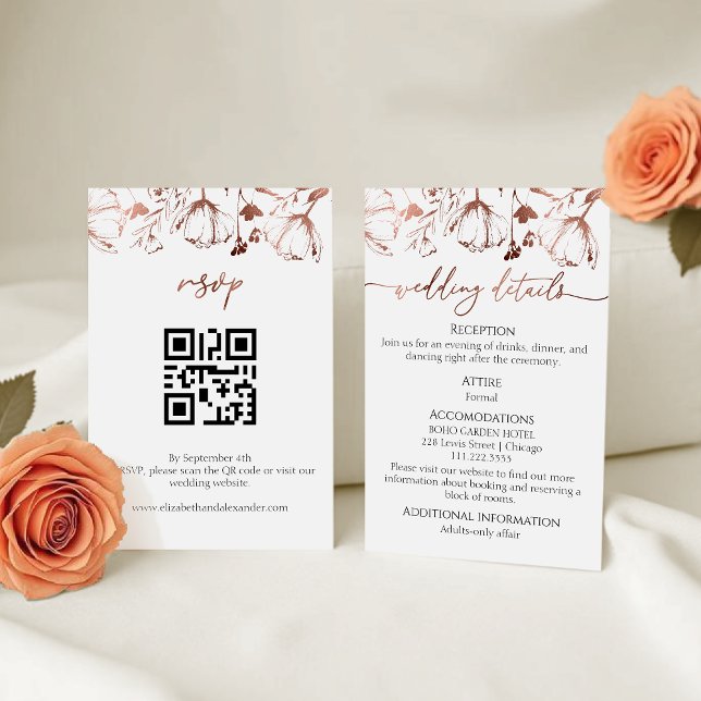 Wildflower Spring Wedding Details | RSVP | QR Code Enclosure Card (Creator Uploaded)