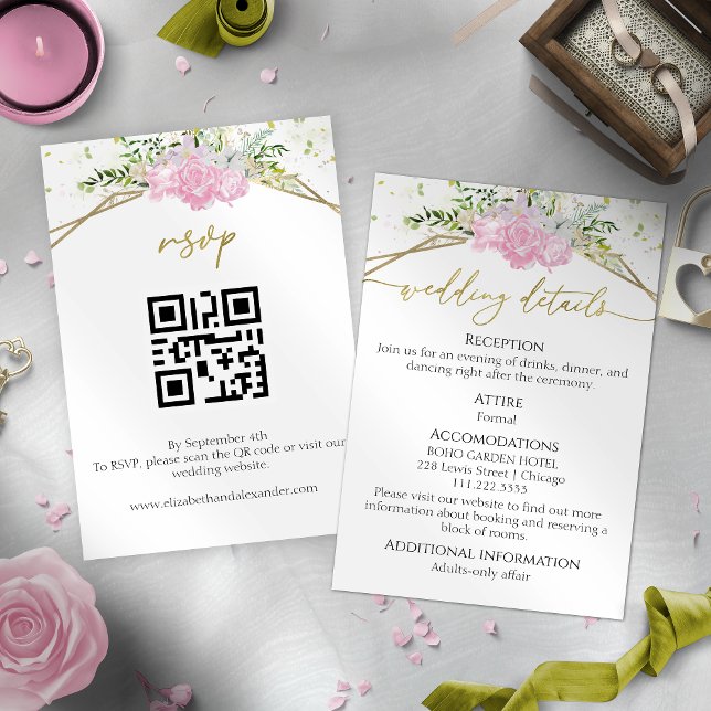 Wildflower Spring Wedding Details | RSVP | QR Code Enclosure Card (Creator Uploaded)