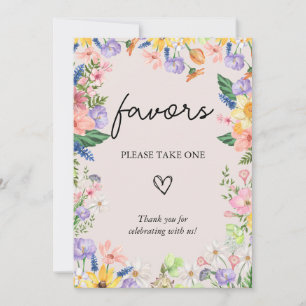 Wildflower Spring Wedding Favours Sign Card