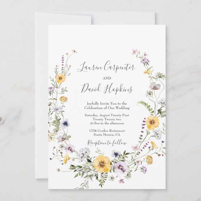 Wildflower Spring wedding Invitation (Front)