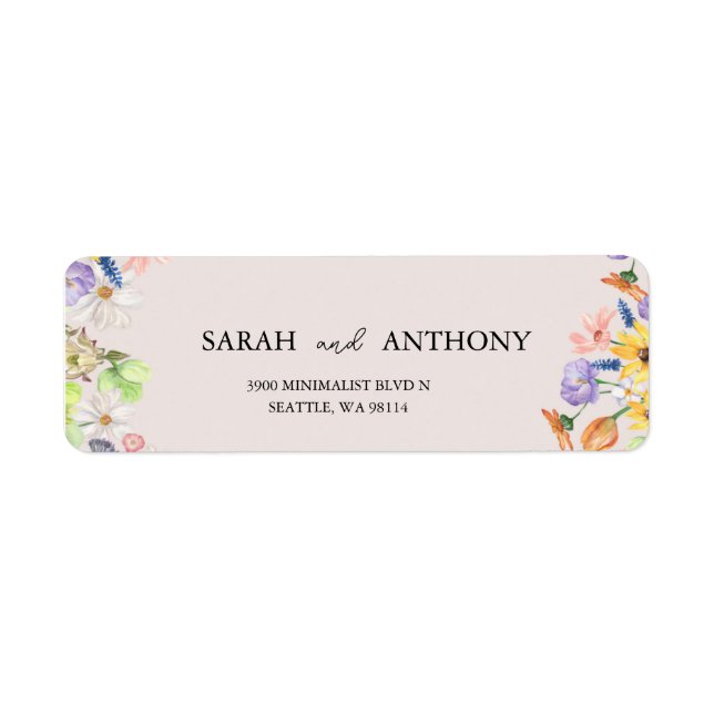 Wildflower Spring Wedding Return Address Label (Front)
