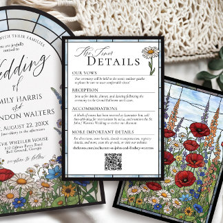 Wildflower Stained Glass Floral Wedding Details Enclosure Card