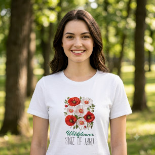 Wildflower State of Mind Red White Poppy Floral Tri-Blend Shirt