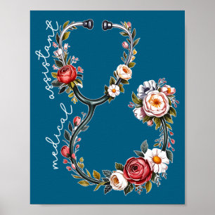 Wildflower stethoscope cma certified medical poster