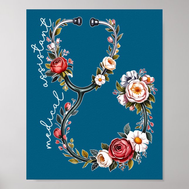 Wildflower stethoscope cma certified medical poster (Front)