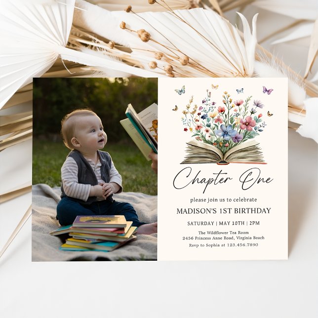 Wildflower Storybook Chapter One Birthday Photo Invitation (Creator Uploaded)